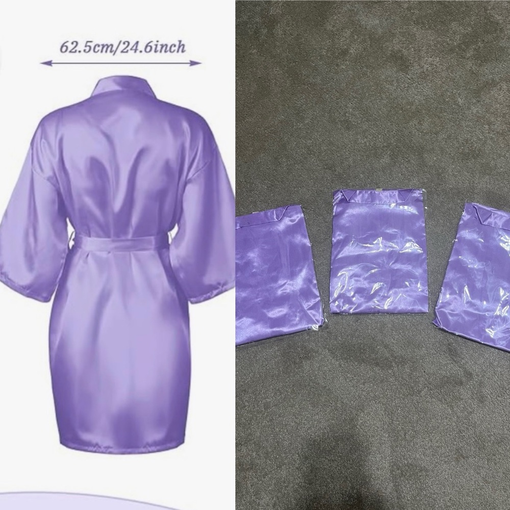 Three purple bridesmaid robes